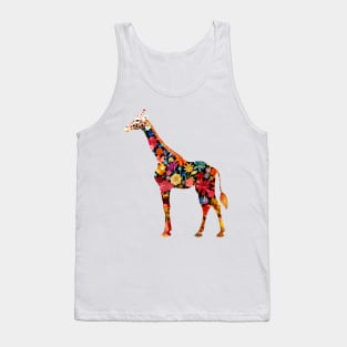 Abstract Floral Giraffe Silhouette Tank Top